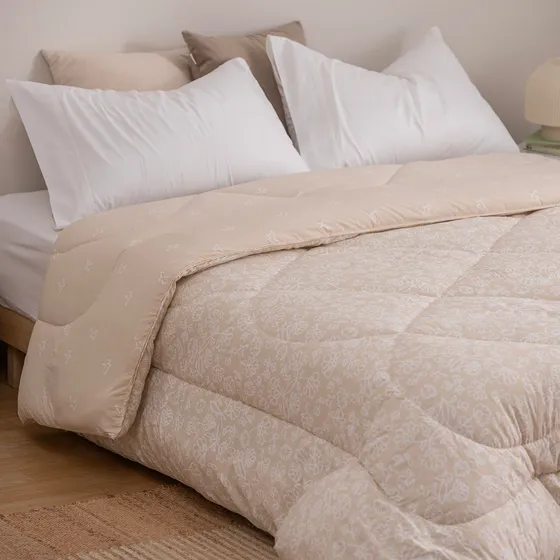 Acolchado 2 Plazas Queen Extra Suave Reversible Flor Pureza