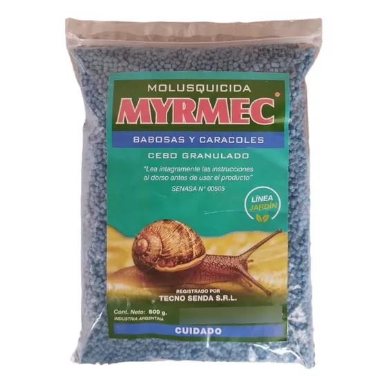 Molusquicida Mata Babosa Caracoles Myrmec Cebo Pellets 500gr