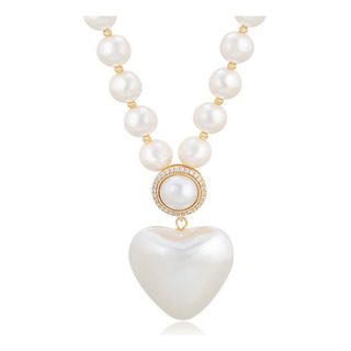 Gargantilla Perlas Oro 14k Laminado 42-48cm Corazón Swarovsk Gargantilla Perlas Oro 14k Laminado 42-48cm Corazón Swarovsk