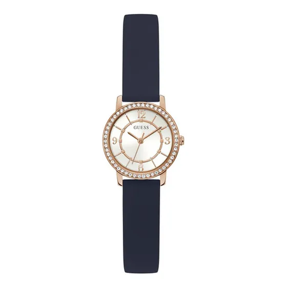 Reloj De Dama Guess 28mm Tono Navy Y Rosa Con Esfera Blanca