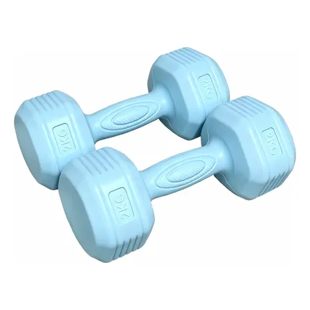 Par Halter Sextavado Emborrachado 2kg Academia Musculação Azul-celeste