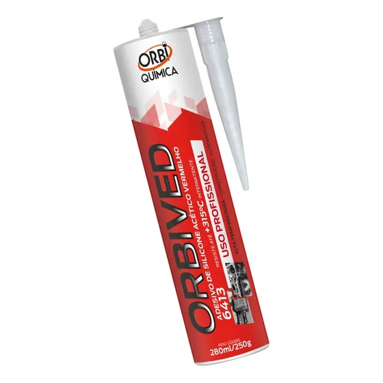 Cola Silicone Alta Temperatura Vermelho Orbived 250g