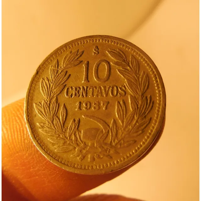 Moneda 10 Centavos. Chile, 1937