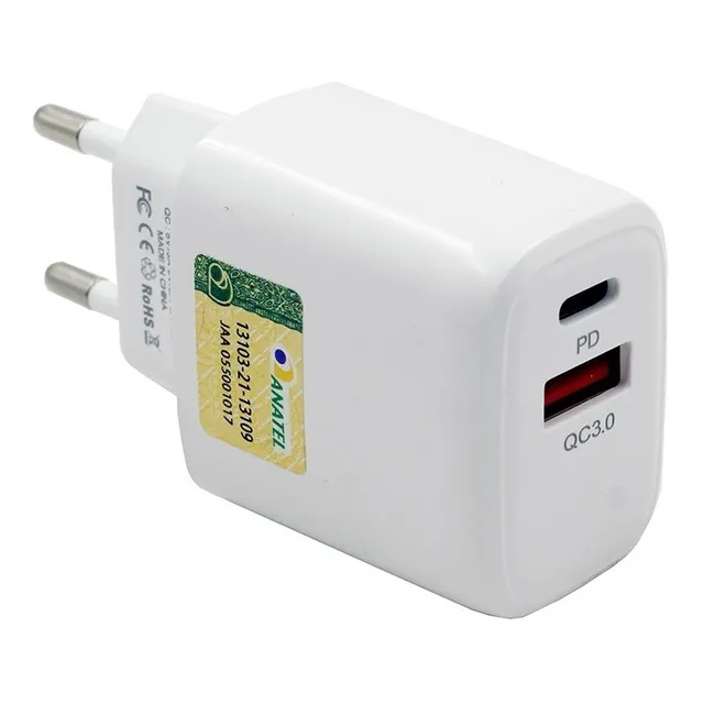 Carregador Celular De Parede Usb 15w + Tipo C Qc 3.0 Pd 