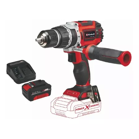 Taladro percutor atornillador inalámbrico de 13mm Einhell TP-CD 18/60 Li-i BL 39 kit 18V accesorios