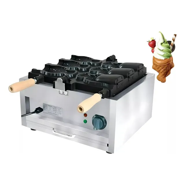 Wafflera Pez Pastelería CL wafflera dobles Industrial 220V Color Plateado