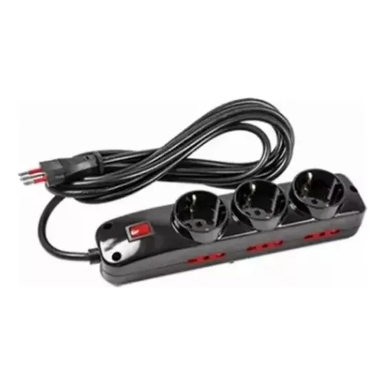 Alargue 3 Metros 3xschuko 6x3l A Ficha 3l Conatel Negro