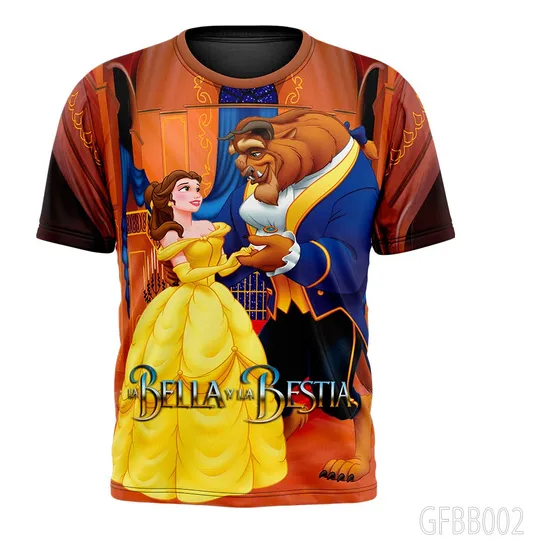 Franela Para Niñas Bella Y Bestia Princesas Disney Sublimada