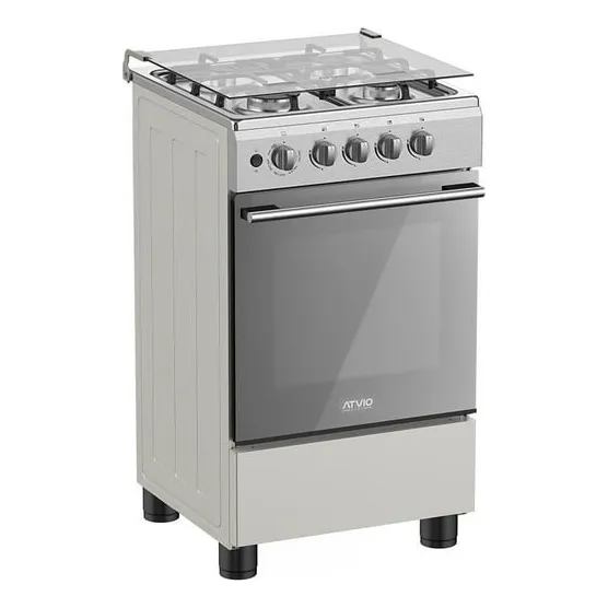 Estufa Atvio 20 Pulgadas Con Capelo 4 Quemadores Silver