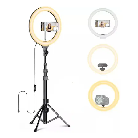 Aro De Luz Profesional Grande 36cm Con Tripode 1.9 Metros