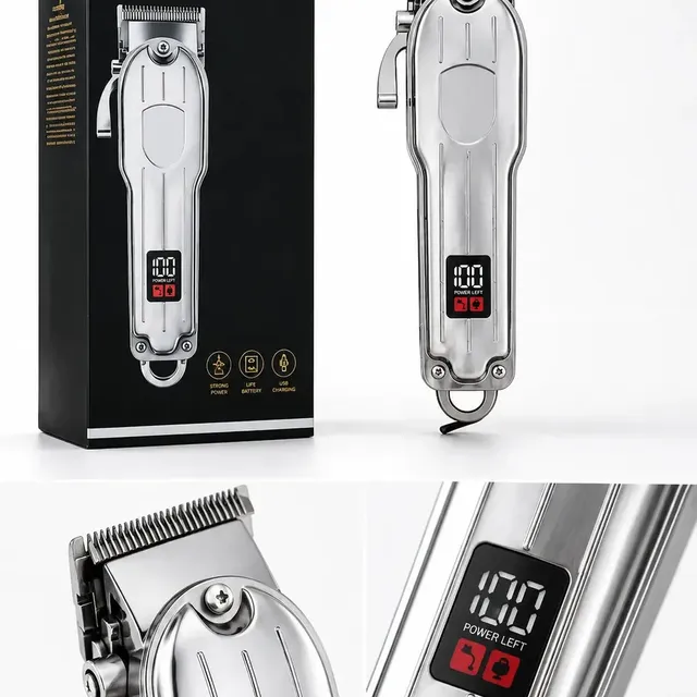 Máquina Cortar Cabelo USB-C com Display LED