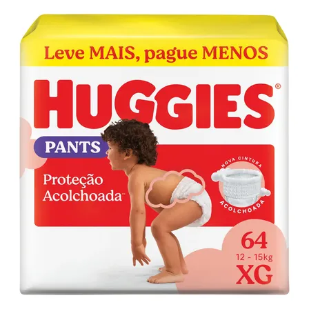 Huggies Fralda Pants Roupinha Proteção Acolchoada Xg - 64 Un Extra Grande (xg) Sem Gênero