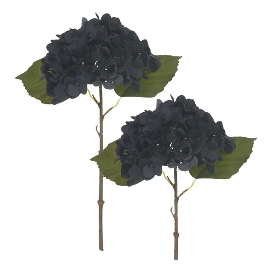 Kit 2 Flor Hortênsia Artificial Grande Real Toque Luxo Premium Cor Preto Negro Elegância Exclusivo Arranjo Buquê Enfeite Casa Escritorio