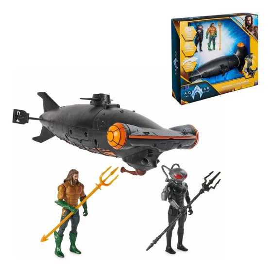 Bonecos Aquaman + Arraia Negra Com Submarino De Batalha
