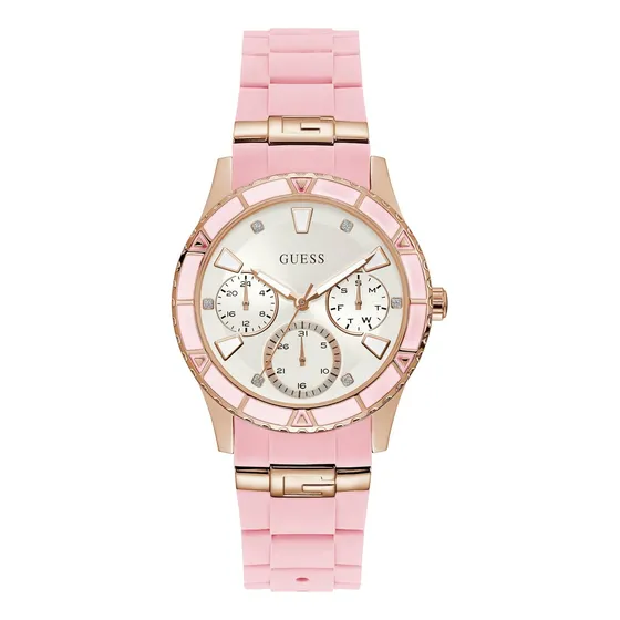 Reloj De Silicona Resistente A Manchas Rosa Dorado/blanco 38