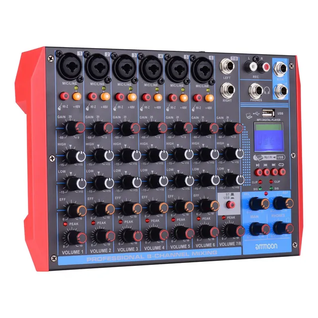 Ammoon Ag-8 8 Canales Consola De Mezcla Digital Audio Us