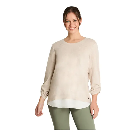Polera Lanilla Aplicación Beige Mujer Moda Casual Hasta Xxxl