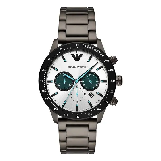 Reloj Emporio Armani, Cronógrafo, Caja De 43 Mm, Gris.