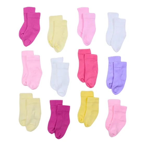 Kit 12 Pares De Meia Lisa Para Bebê  - 0 A 10 Meses
