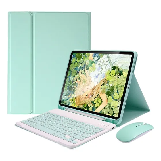 S Teclado Con Funda Protectora 10 Funda Verde De Modo Dual