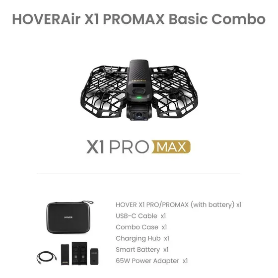 Hoverair X1 Promax Basic Combo Drones Black