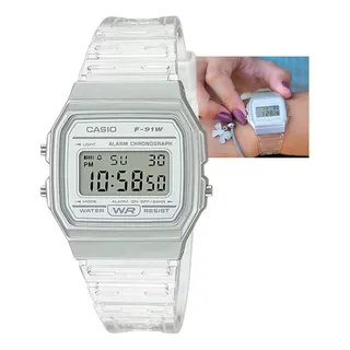 RelĂłgio Casio Feminino F-91ws-7df Vintage Transparente RelĂłgio Casio Feminino F-91ws-7df Vintage Transparente