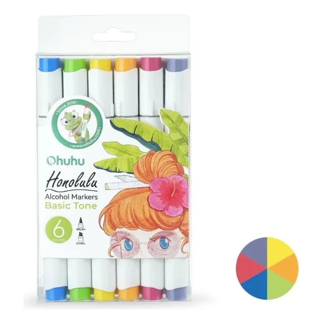 Marcadores Al Alcohol Ohuhu Honolulu Set 6 Colores Básicos