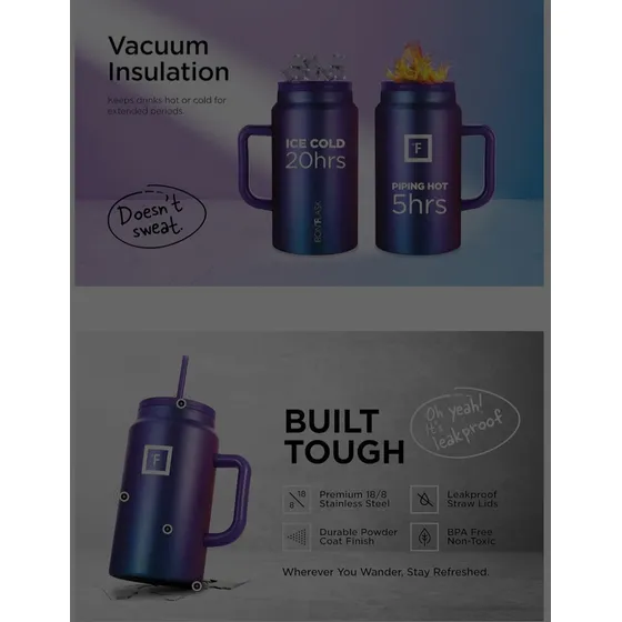 Vaso Thermico, Cap 50 Onz.  Azul Aurora, Marca Iron Flask