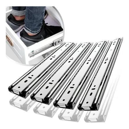8 Corrediça Telescópica H40 45cm 4 Par Reforçada Resistente Prateado