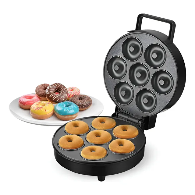 Máquina Donas Suono Mini Donut Maker 7 Unidades Mini Donas Antiadherente 1200w Color Negro