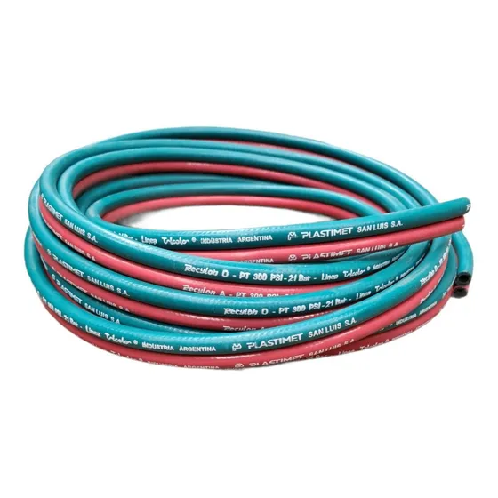Manguera de soldadura Bi-Tubo oxígeno acetileno 6-8mm x 10 Mts Plastimet