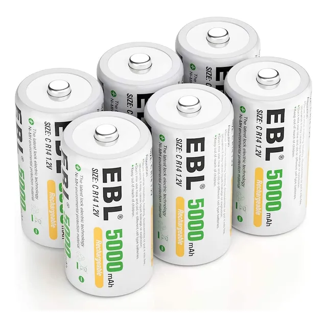 6 Baterias Recargables Ebl 5000mah C 1.2v Cr14 Medianas