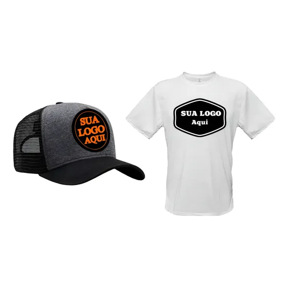 Kit 10 Bonés + 10 Camisetas Personalizados Com Sua Logo