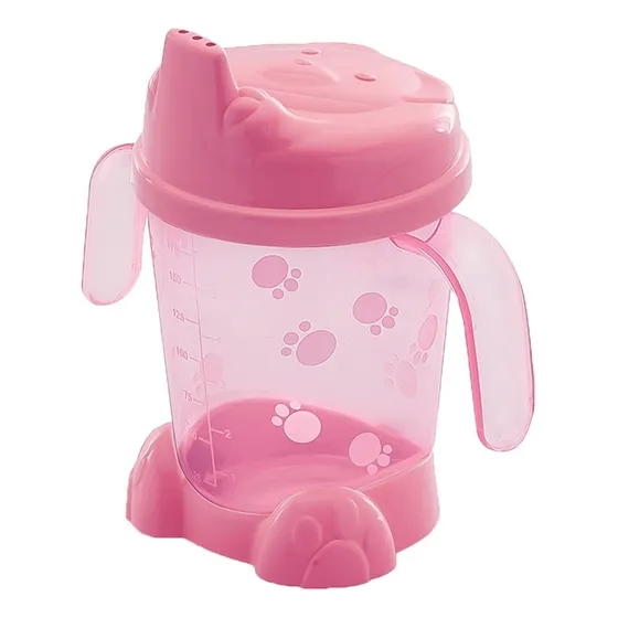 Copo De Transição Para Bebê Com Alça E Bico Rígido 200ml Cor Rosa