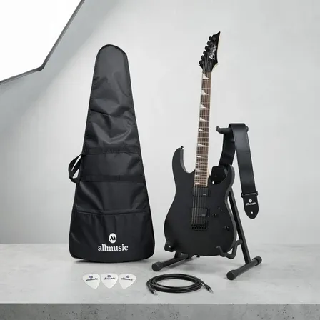 Kit Guitarra Ibanez Grg 121dx Bkf Black + Capa + Acessórios Destro Black Flat Amaranto