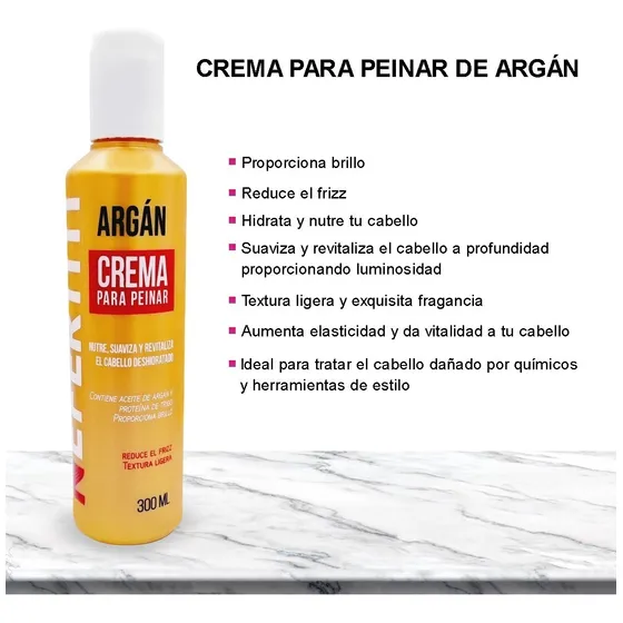 Crema Para Peinar Hidratante Aceite De Argan Nefertiti 300ml