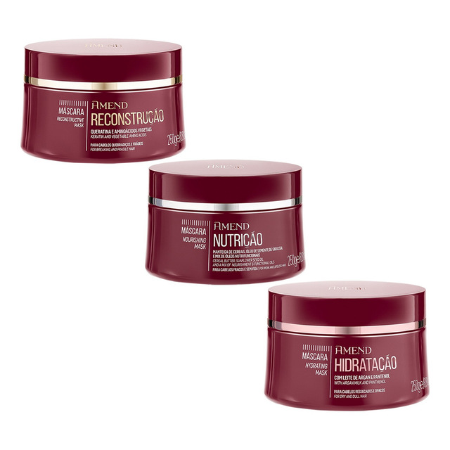 Kit Cronograma Capilar Amend Essenciais 03x250g Kit Cronograma Capilar Amend Essenciais 03x250g