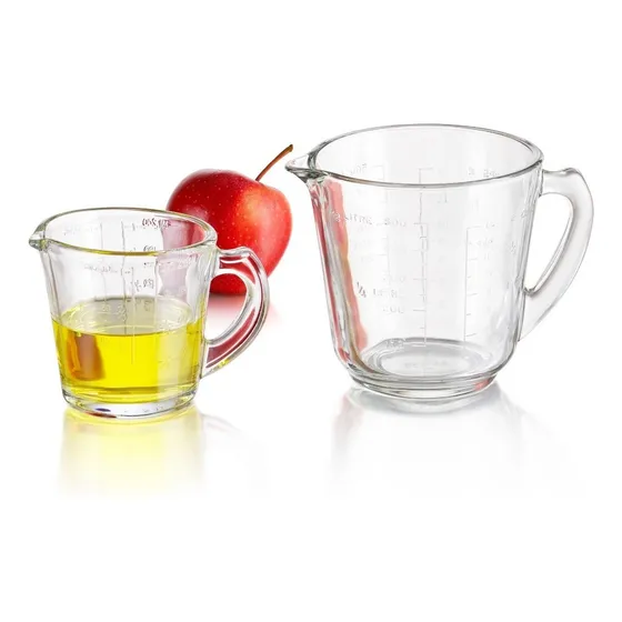 Pro Chef Juego De 2 Tazas Medidoras De Vidrio Pyro Rey Color Transparente