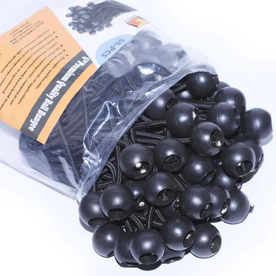 Cuerda Elástica Resistente De Bola Color Negro 50 Piezas