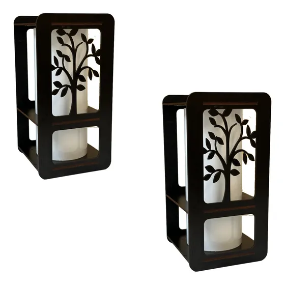 Lámpara De Mesa 2 Veladores Modelo Árbol 14x29 Cm