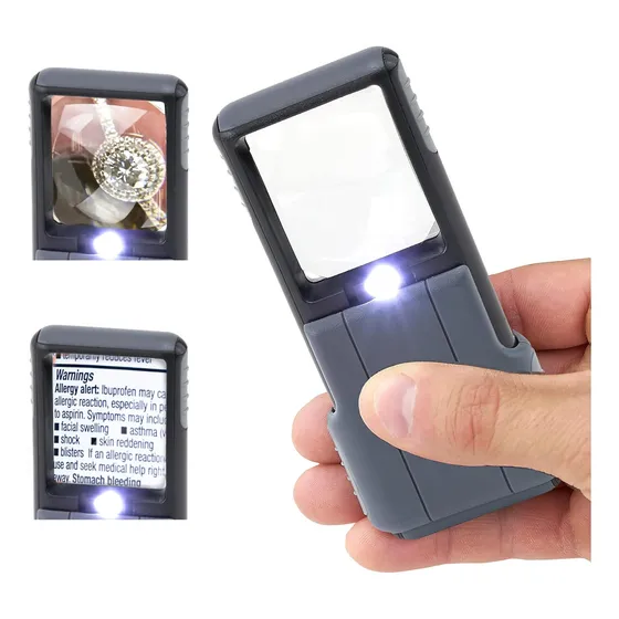 Lupa Asférica Deslizable Iluminación Led Funda Protectora