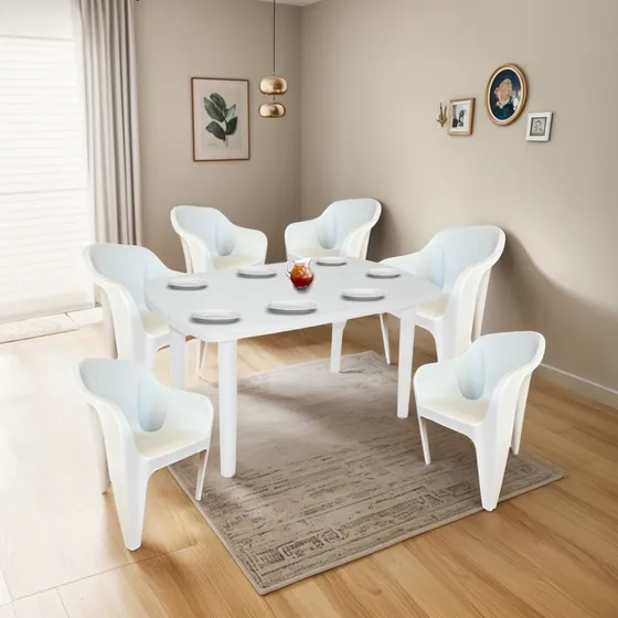 Jogo De Jantar Com Mesa Desmontável E 6 Poltronas 200 Kilos