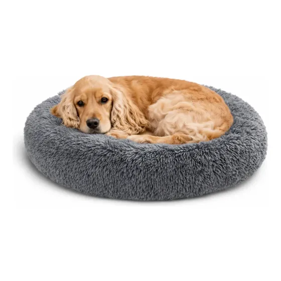 Cama Redonda Peludita Perros Antiestres Cómoda Lavable 80cm