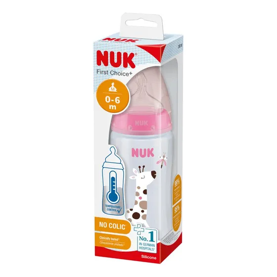 Mamadera Nuk First Choice Control Temperatura Rosa 300 Ml