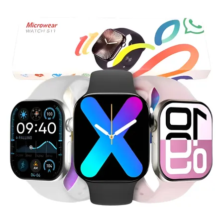 Relógio S11 Smartwatch Microwear Compativel Chatgpt Whatsapp Preto Lisa Preta