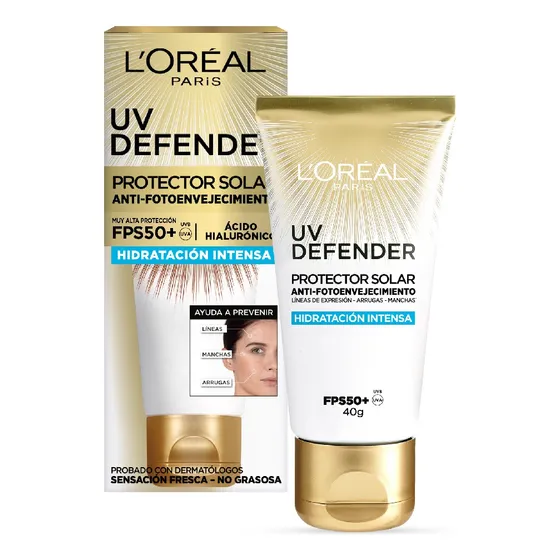 L'oréal Paris uv defender protector solar hidratación 40g 50fps