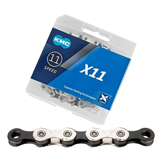 Cadena De Bicicleta Kmc X11 De 1.27cm X Para Monoplato Sícolor Negro/plateado