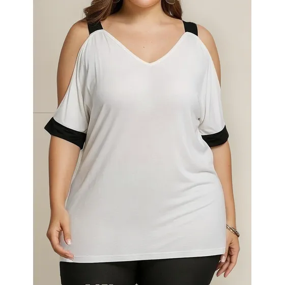 Camisa Feminina Plus Size Manga Curta Moda P/ Gordinhas