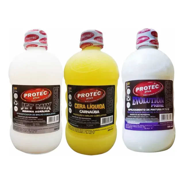 Kit 3 Ceras Protec Plus Carnaúba, Jet Mix E Evoluction 500ml