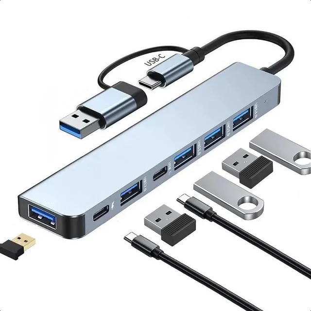 Hub Multifuncional Extensor Type- C 7 Em 1 De Cabeça Dupla